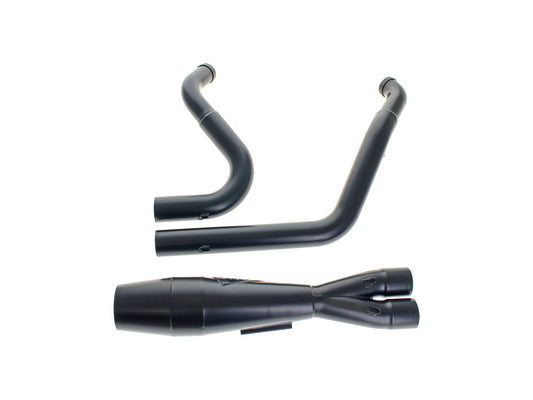 Shorty 2-into-1 Exhaust with Welded End Cap – Black. Fits Touring 1995-2016.
