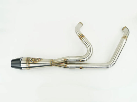 Shorty 2-into-1 Exhaust with Billet End Cap – Stainless. Fits Touring 1995-2016.