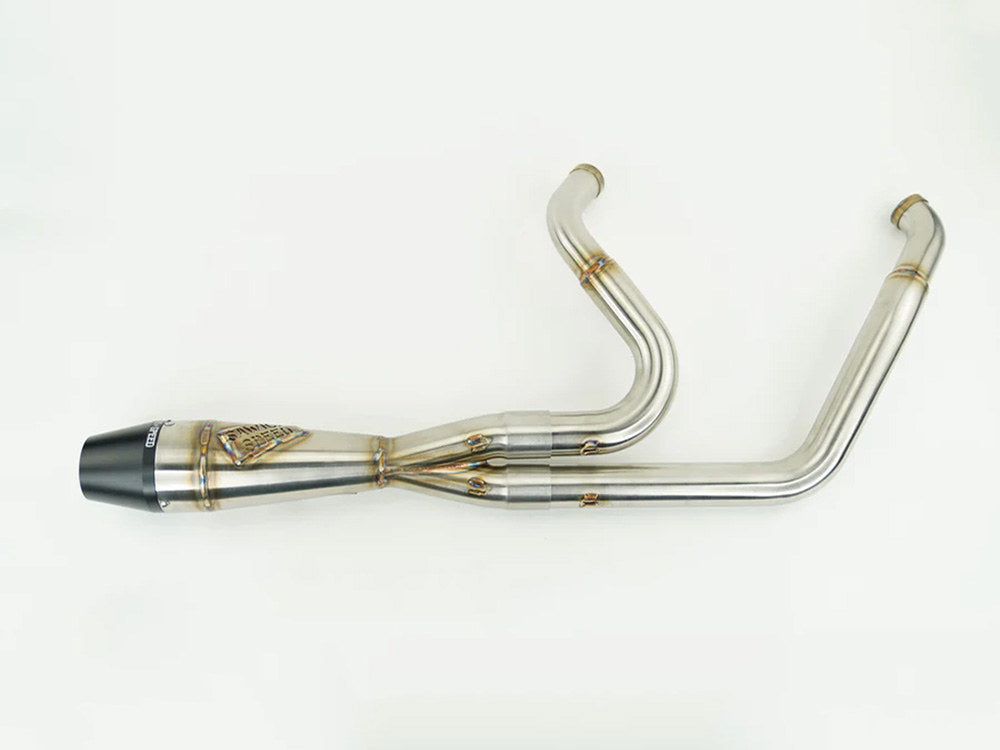 Shorty 2-into-1 Exhaust with Billet End Cap – Stainless. Fits Touring 2017up.
