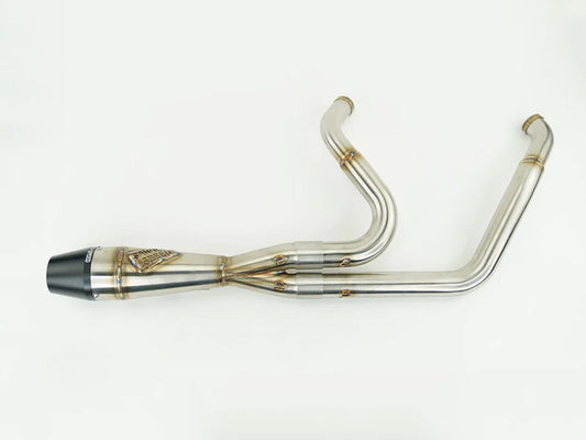 Shorty 2-into-1 Exhaust with Billet End Cap – Stainless. Fits Touring 2017up.