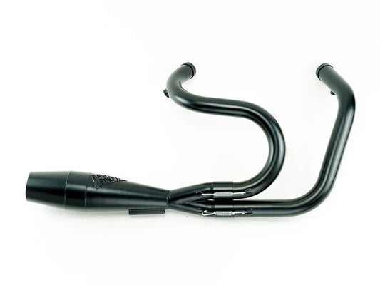Shorty 2-into-1 Exhaust with Welded End Cap – Black. Fits Sportster 2004-2021 with Mid Controls.