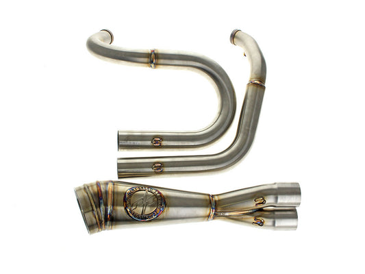 Shorty 2-into-1 Big Inch Exhaust with RT End Cap – Stainless. Fits Dyna 1991-2017.