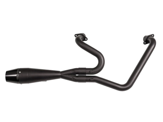 Shorty 2-into-1 Exhaust with Billet End Cap – Black. Fits Indian Challenger 2020up.