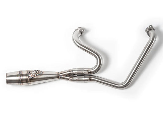Shorty 2-into-1 Exhaust with Welded End Cap – Stainless. Fits Indian Challenger 2020up.