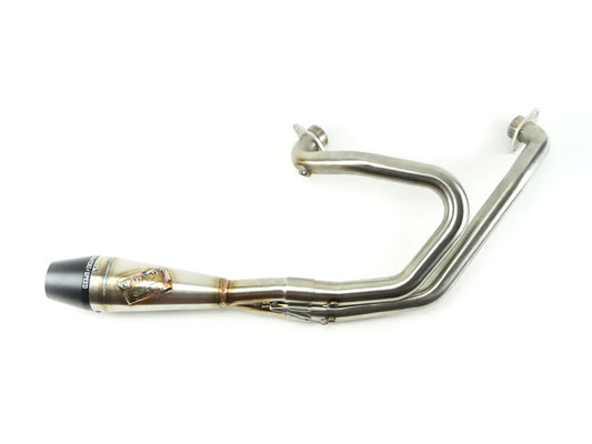 Shorty 2-into-1 Exhaust with Billet End Cap – Stainless. Fits Indian Scout 2015-2024