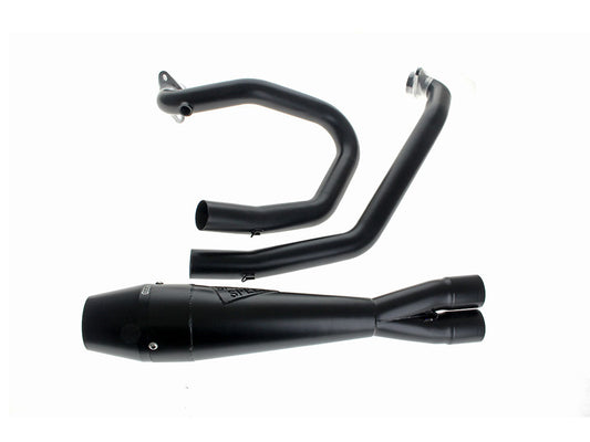 Shorty 2-into-1 Exhaust with Billet End Cap – Black. Fits Indian Scout 2015-2024
