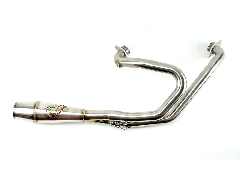 Shorty 2-into-1 Exhaust with Welded End Cap – Stainless. Fits Indian Scout 2015-2024