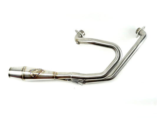 Shorty 2-into-1 Exhaust with Welded End Cap – Stainless. Fits Indian Scout 2015-2024