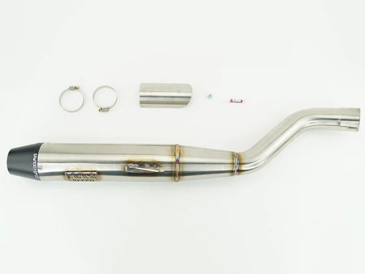 Slip On Muffler with Billet End Cap – Black. Fits Pan America 2021up.