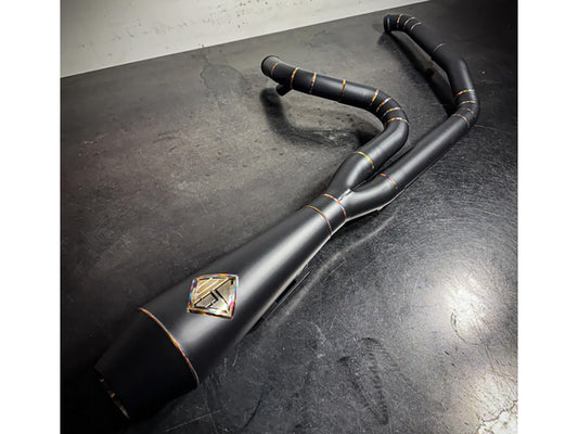 2-into-1 4.5in. Works Edition Big Bore Exhaust – Black Onyx. Fits Softail 2018up Non-240 Rear Tyre Models.