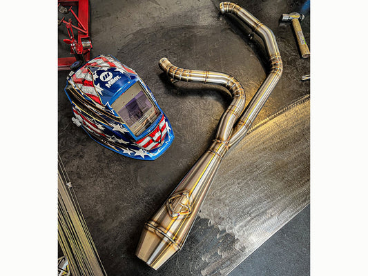 2-into-1 4.5in. Works Edition Big Bore Exhaust – Stainless Steel. Fits Dyna 1999-2005