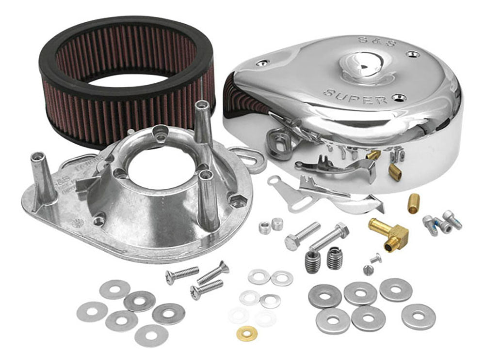 Teardrop Air Cleaner Kit – Chrome. Fits Big Twin 1984-1991 & Sportster 1986-1990 Models with S&S Super E or G Carburettor.