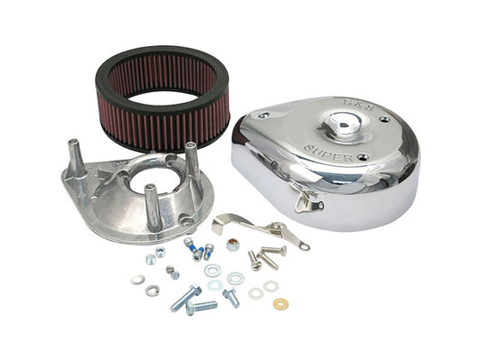 Teardrop Air Cleaner Kit – Chrome. Fits Big Twin 1966-1984 & Sportster 1966-1985 Models with S&S Super E or G Carburettor.