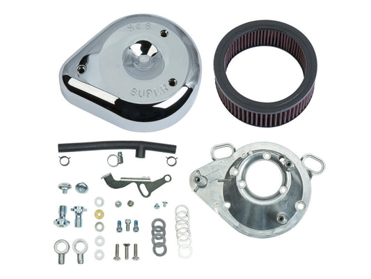 Teardrop Air Cleaner Kit – Chrome. Fits Big Twin 1992-1999 & Sportster 1991-2003 Models with S&S Super E or G Carburettor.