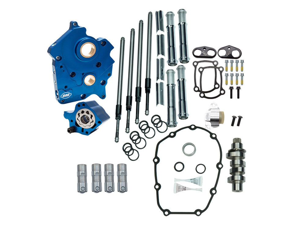 Cam Chest Kit with 465C Chain Drive Camshafts & Chrome Pushrod Covers. Fits Touring 2017up & Softail 2018up with Oil Cooled Engines.