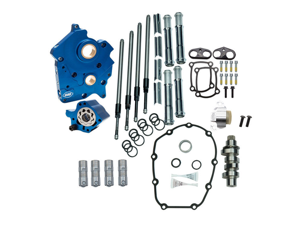 Cam Chest Kit with 475C Chain Drive Camshafts & Chrome Pushrod Covers. Fits Touring 2017up & Softail 2018up with Oil Cooled Engines.