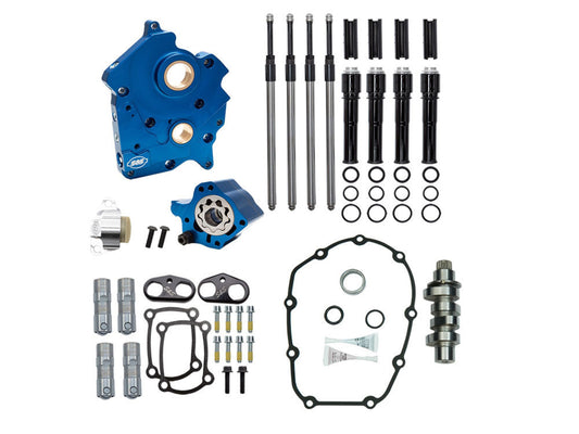 Cam Chest Kit with 465C Chain Drive Camshafts & Black Pushrod Covers. Fits Touring 2017up & Softail 2018up with Oil Cooled Engines.