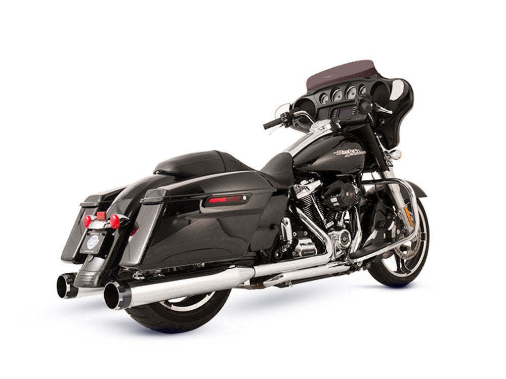 El Dorado 2-into-2 Dual Exhaust – Chrome with Black Thruster End Caps. Fits Touring 2017up.