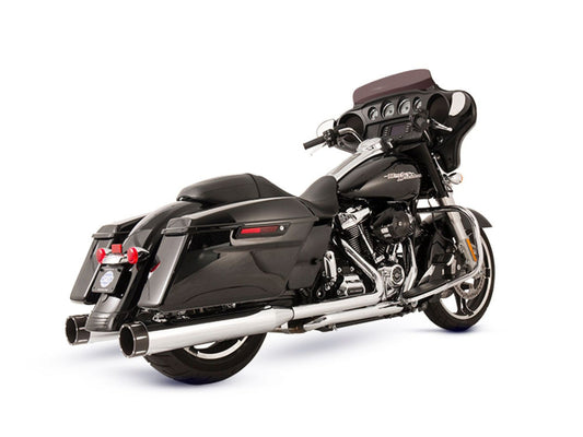 El Dorado 2-into-2 Dual Exhaust – Chrome with Black Tracer End Caps. Fits Touring 2017up.