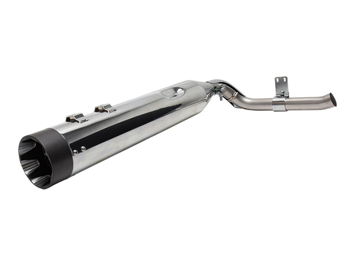 Shadow Pipe for S&S Sidewinder 2-into-1 Exhaust – Chrome with Black End Cap. Fits Touring 2009up.