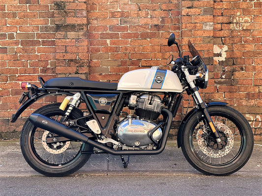 Tapered Cone Slip-On Mufflers – Black. Fits Royal Enfield 650 Twins 2019up