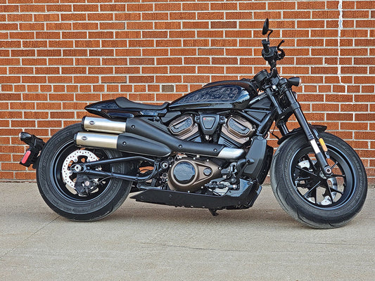 4in. Grand National Slip-On Mufflers – Stainless Steel with Black End Cap. Fits Sportster S 2021up
