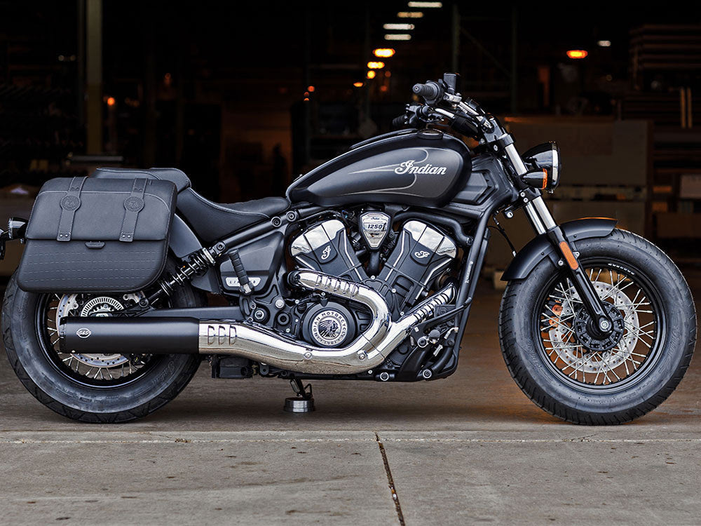 Grand National Slip-On Muffler – Black with Black End Cap. Fits Indian Scout 2025up
