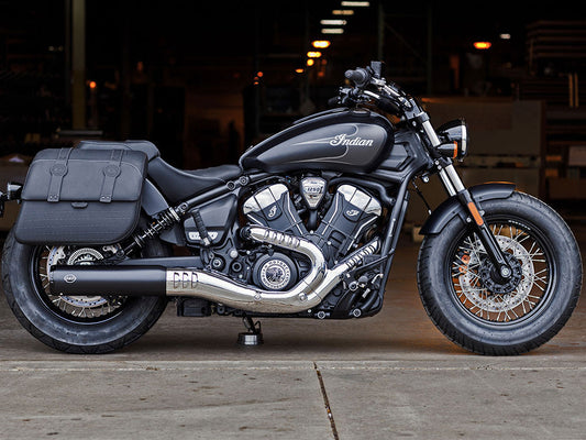 Grand National Slip-On Muffler – Black with Black End Cap. Fits Indian Scout 2025up