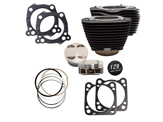 129ci Big Bore Kit with Non-Highlighted Fins – Black. Fits Milwaukee-Eight 2017up with 107ci Engine.