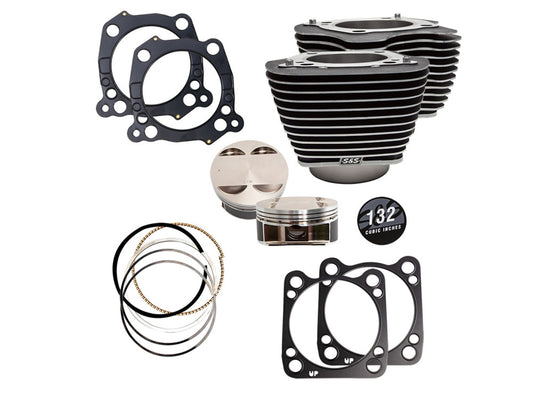 132ci Big Bore Kit with Highlighted Fins – Black. Fits Milwaukee-Eight 2017up 114ci or 117ci Engine.