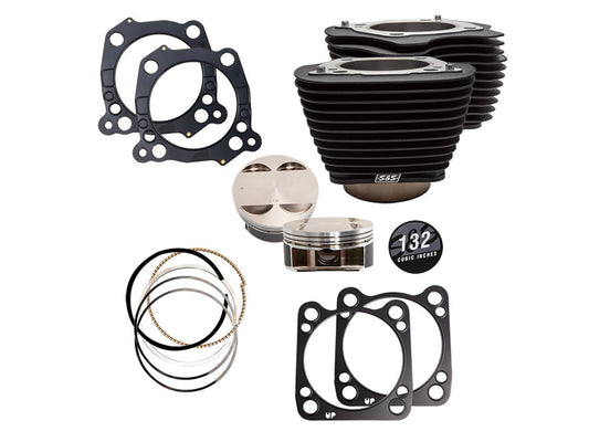 132ci Big Bore Kit with Non-Highlighted Fins – Black. Fits Milwaukee-Eight 2017up 114ci or 117ci Engine.