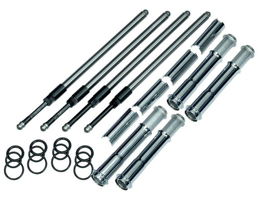 Quickee Adjustable Pushrod Kit – Chrome. Fits Milwaukee-Eight 2017up.