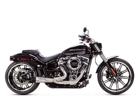 Shorty Turnout 2-into-1 Exhaust – Stainless Steel with Black End Cap. Fits Softail 2018up.