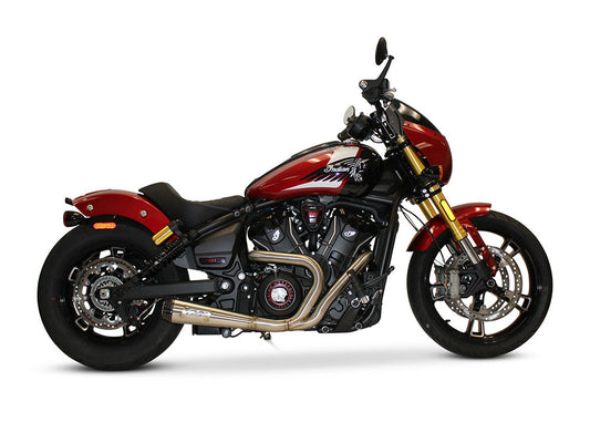 Comp-S 2-into-1 Exhaust – Stainless Steel with Carbon Fiber End Cap. Fits Indian Scout 2025up