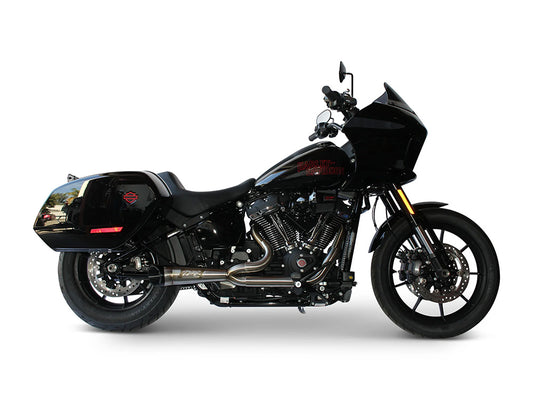 Shorty Turnout 2-into-1 Exhaust – Stainless Steel with Black End Cap. Fits Softail 2025up with Non-240 Rear Tyre