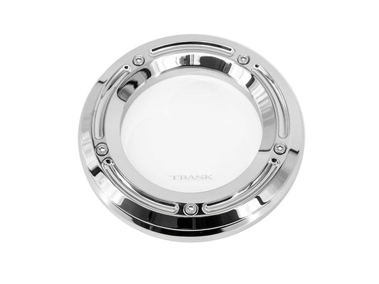 Assault Clear Derby Cover – Chrome. Fits Touring 2016up