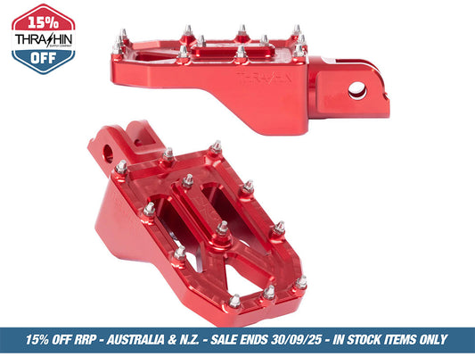 Aggressor Footpegs – Red. Fits Softail 2018up Front Rider
