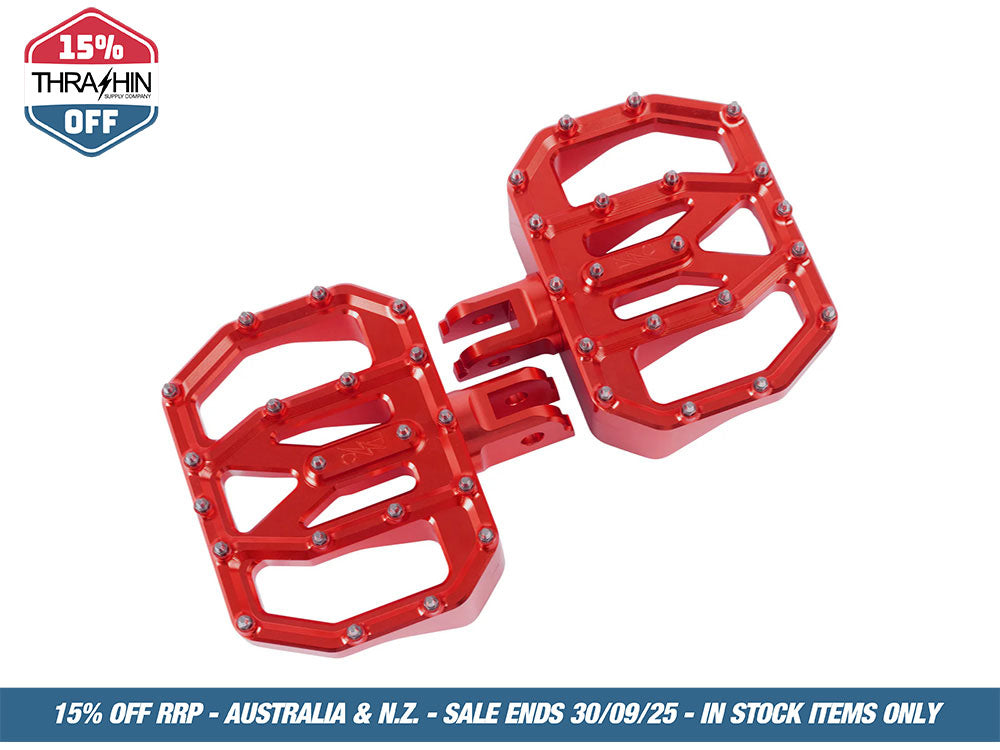 Aggressor Mini Floorboards – Red. Fits Softail 2018up Front Rider