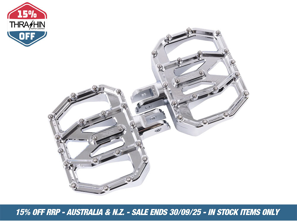 Aggressor Mini Floorboards – Chrome. Fits Softail 2018up Front Rider