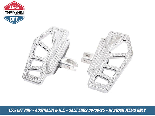 Apex Mini Rider Floorboards – Chrome. Fits Softail 2018up Front Rider
