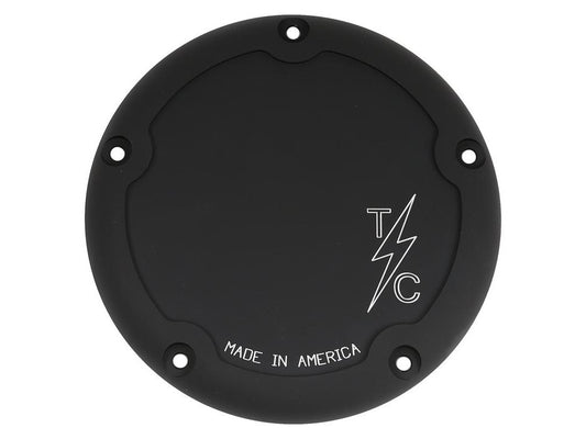 5-Hole Dished Billet Derby Cover – Black. Fits M8 Softail 2019up.