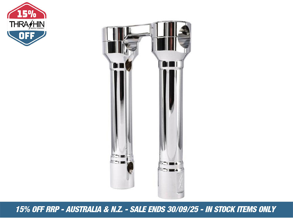 8in. Hole Shot Risers – Chrome. Fits 1in. Handlebar