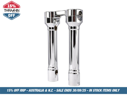 8in. Hole Shot Risers – Chrome. Fits 1in. Handlebar
