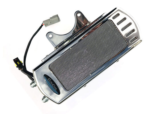 Fan Assisted Side Mount Oil Cooler Kit – Chrome. Fits Dyna 1991-2017
