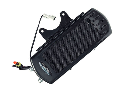 Fan Assisted Side Mount Oil Cooler Kit – Gloss Black. Fits Softail 1985-2017
