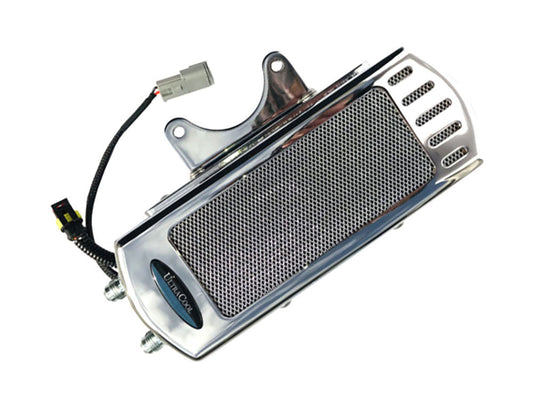 Fan Assisted Side Mount Oil Cooler Kit – Chrome. Fits Touring 2017-2024 with Harley-Davidson Full Size Engine Guard