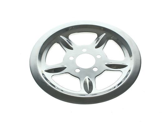Rear Pulley Cover – Chrome. Fits Sportster 2004-2021 with 68 Tooth Pulley