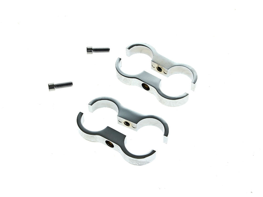 Oil Cooler Standoff Clamps – Chrome. Fits 1-1/8in. Frame
