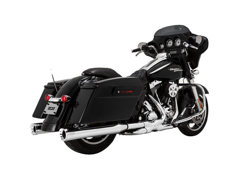 4in. Eliminator 400 Slip-On Mufflers – Chrome with Chrome End Caps. Fits Touring 1995-2016 & Trike 2017-2020.