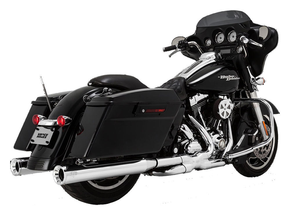 4in. Eliminator 400 Slip-On Mufflers – Chrome with Chrome End Caps. Fits Touring 2017up